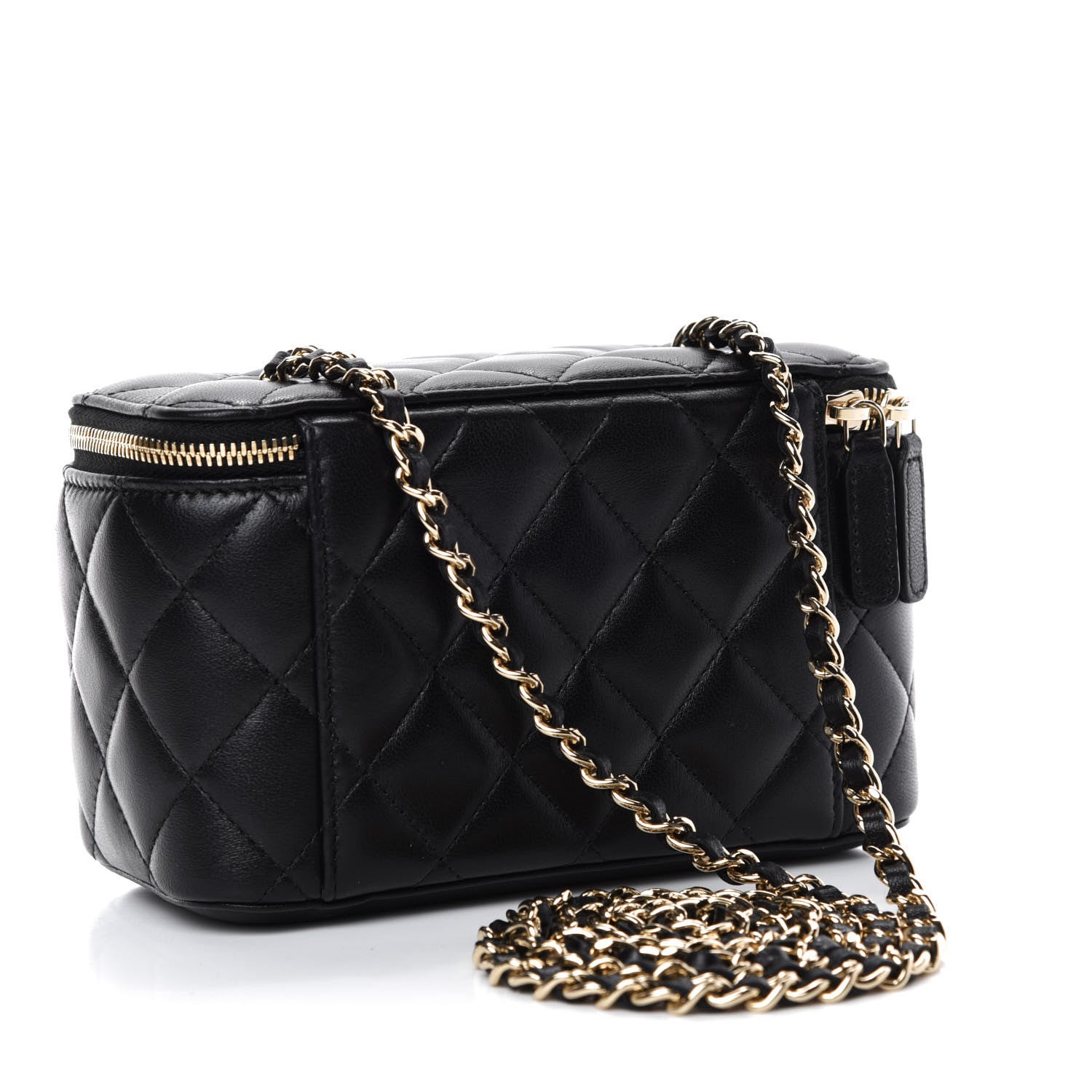 Chanel Lambskin Quilted Small Vanity Case With Chain Black 3 of 11