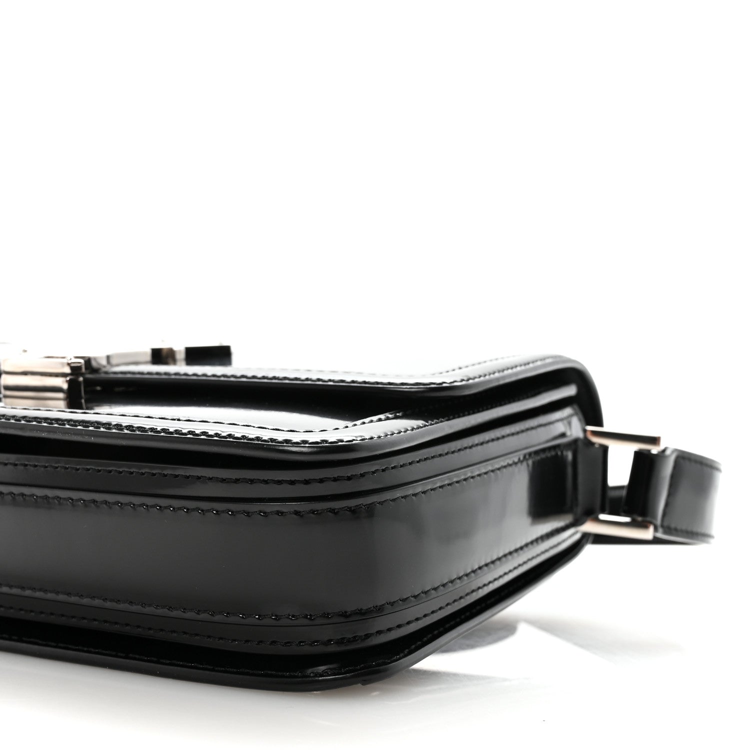 Saint Laurent Glazed Calfskin Monogram Medium Solferino Satchel Black 9 of 9