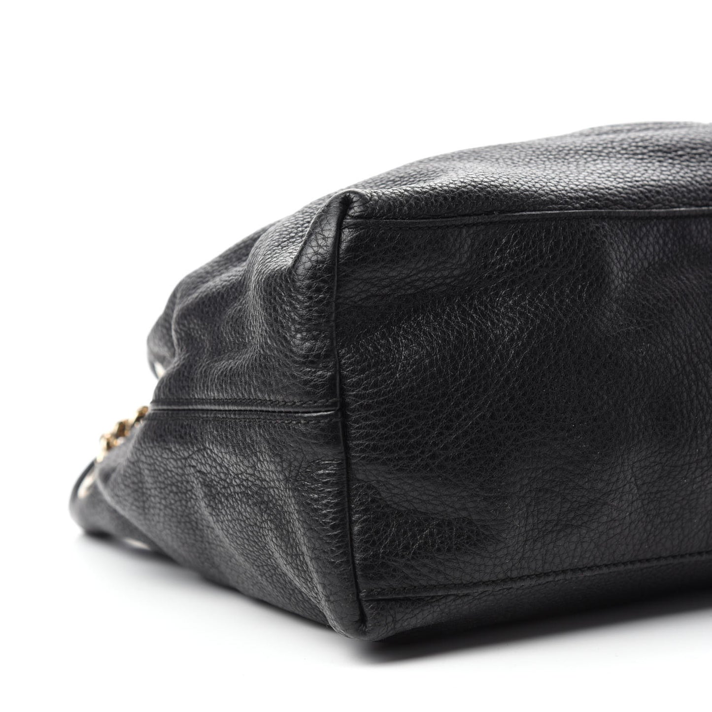 Pebbled Calfskin Medium Soho Chain Shoulder Bag Black