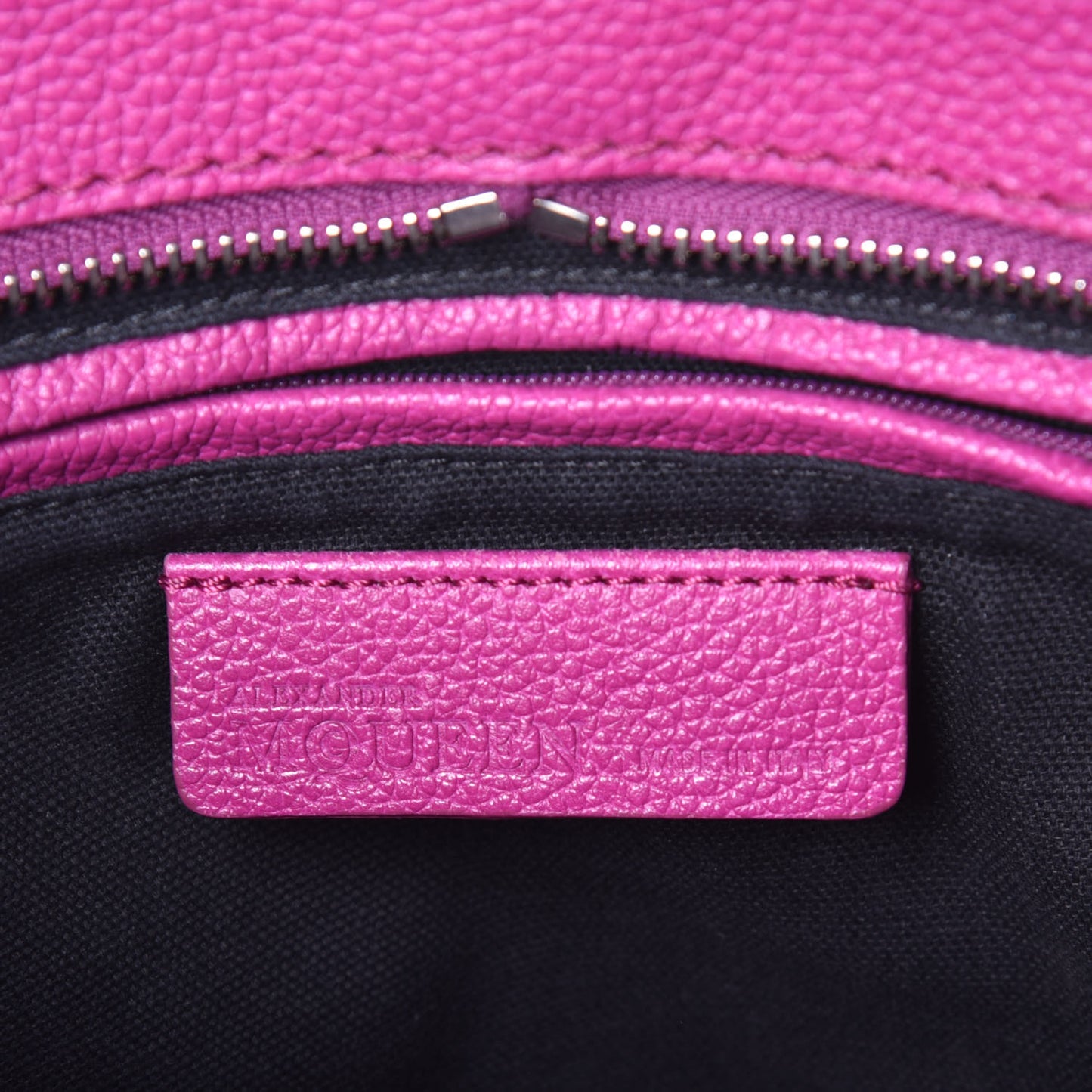 Pebbled Calfskin Skull Padlock Zip Around Tote Bouganville