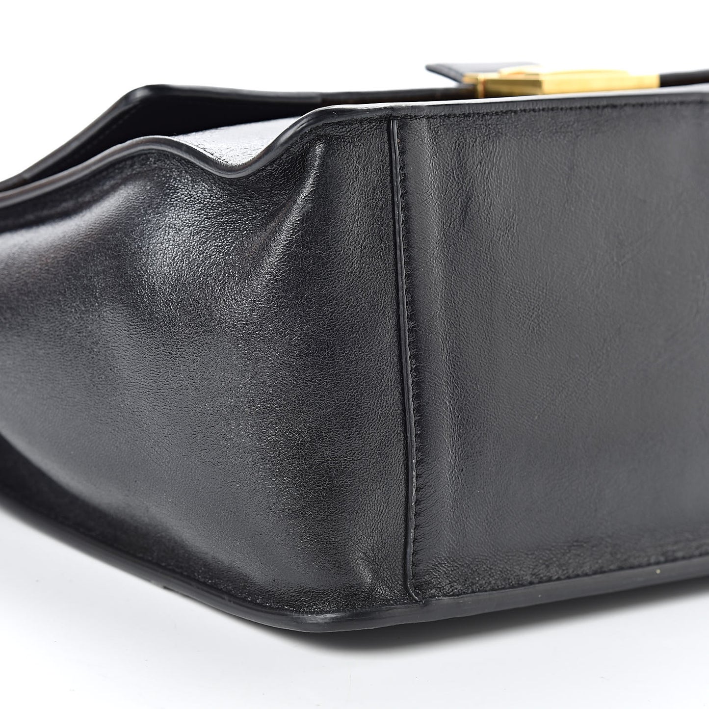 Agnello Old Shine Large Kan U Shoulder Bag Black