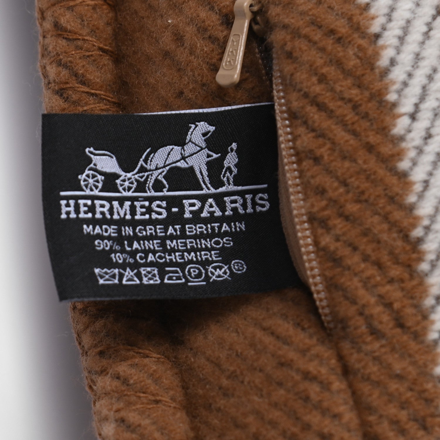 Hermes Wool Cashmere Avalon Pillow PM Ecru Camel 3 of 3