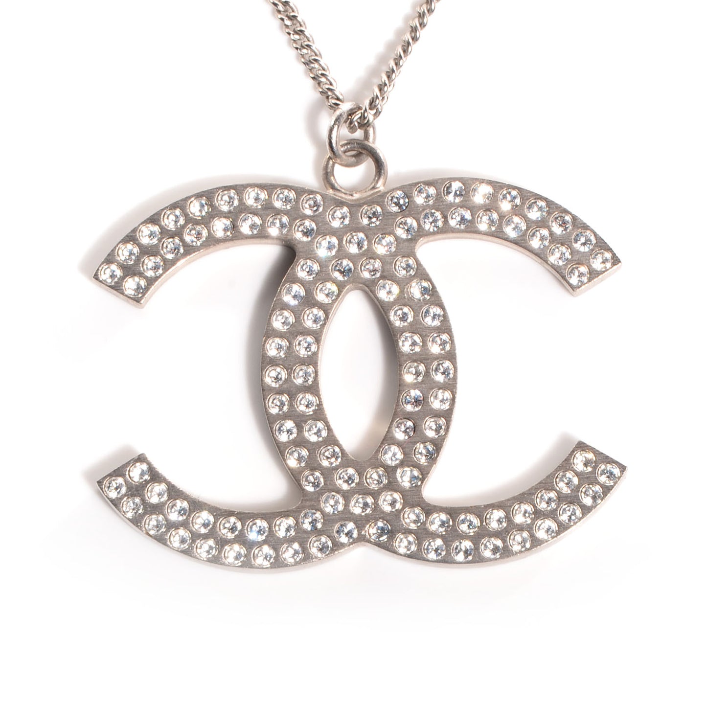 Crystal Large CC Necklace Silver