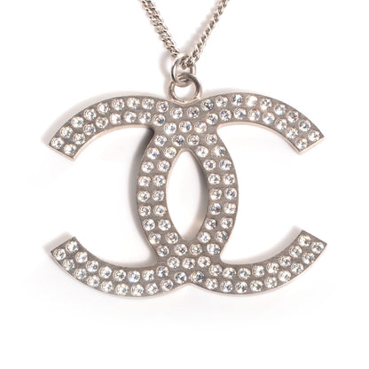 Chanel Crystal Large CC Necklace Silver 3 of 6