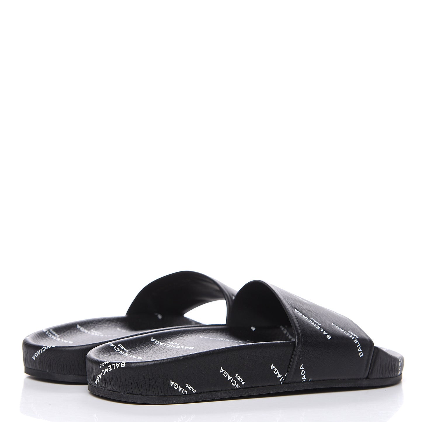 Nappa Allover Logo Embossed Womens Pool Slide Sandals 35 Black White