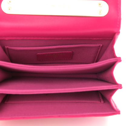 Chanel Lambskin Quilted Top Handle Flap Clutch With Chain Fuchsia 5 of 10