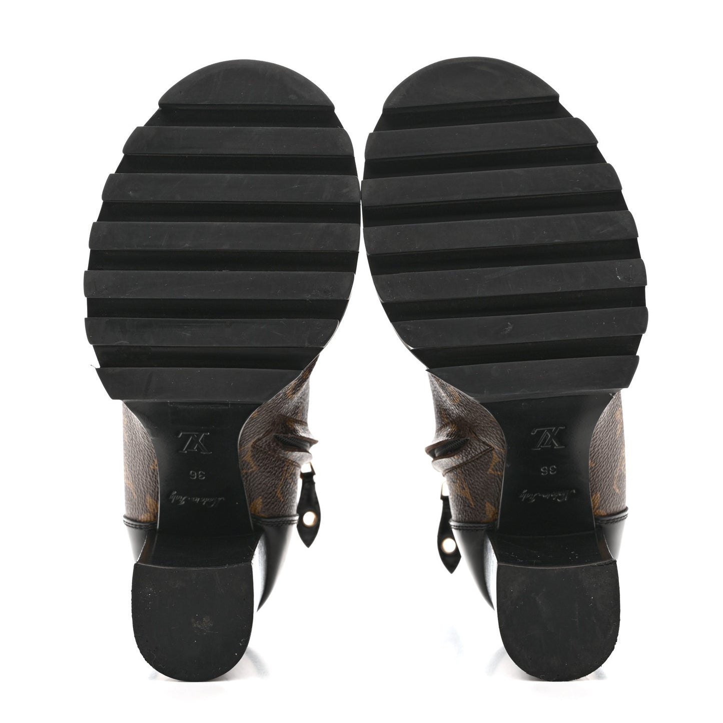 Patent Calfskin Monogram Star Trail Ankle Boots 36 Black