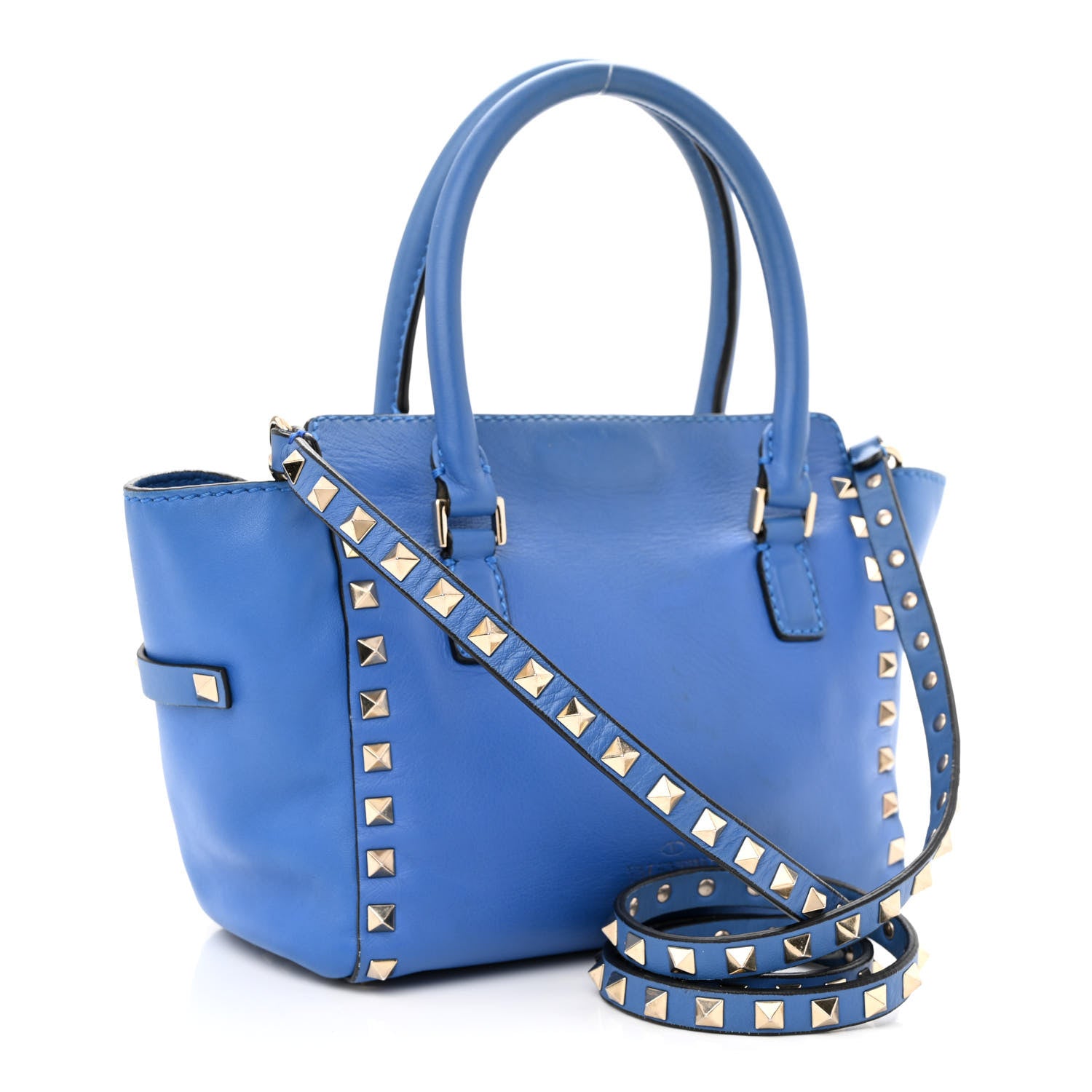 Valentino Garavani Vitello Mini Rockstud Double Handle Tote Light Sapphire 2 of 13