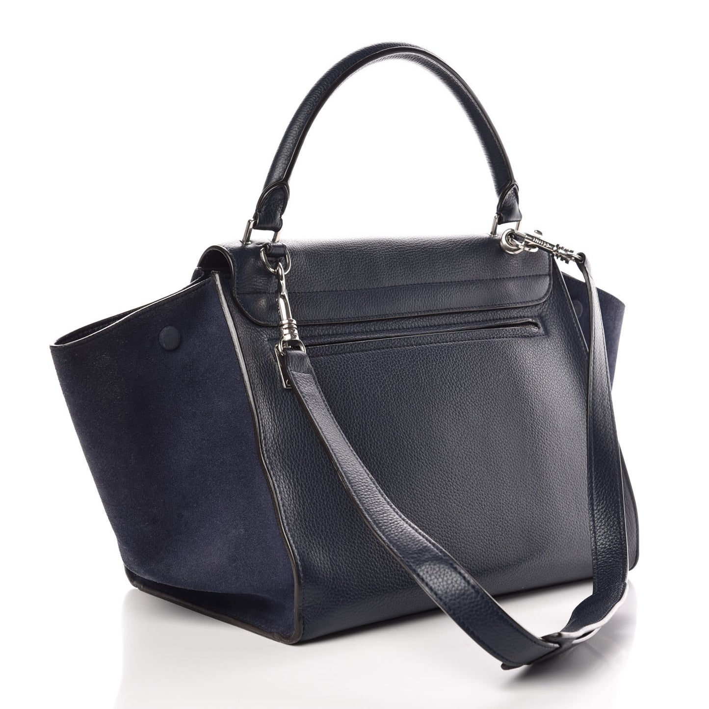 Drummed Calfskin Suede Medium Trapeze Navy