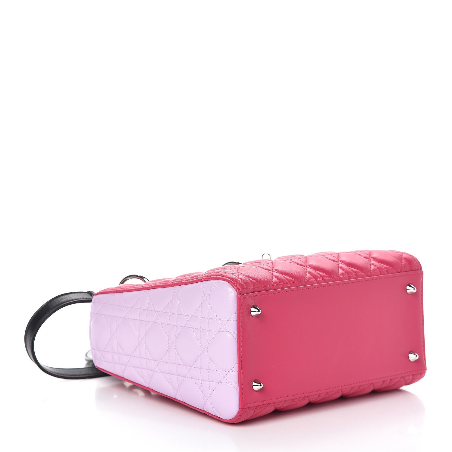 Christian Dior Lambskin Cannage Medium Tri-Color Lady Dior Fuchsia Anemone Black 4 of 8