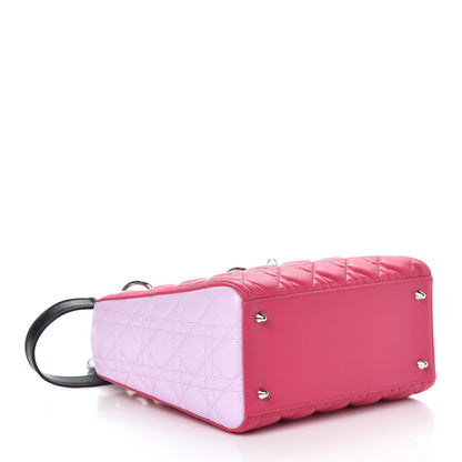 Christian Dior Lambskin Cannage Medium Tri-Color Lady Dior Fuchsia Anemone Black 4 of 8