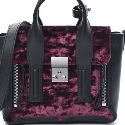 3.1 Phillip Lim 3.1 Textured Calfskin Velvet Mini Pashli Satchel Black Bordeaux 8 of 13