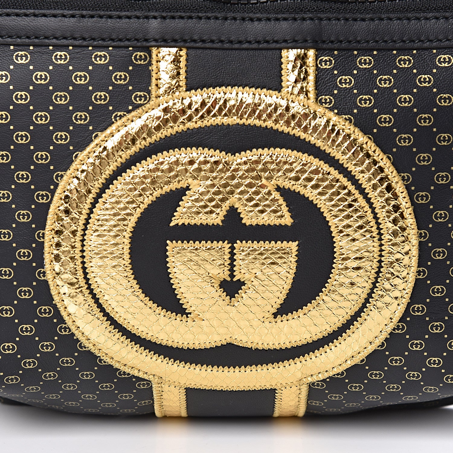 Gucci X DAPPER DAN Calfskin Laminated Ayers GG Micro Monogram Mens Belt Bag Black 11 of 12
