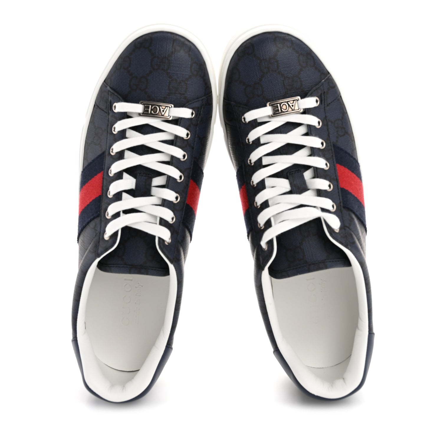 GG Supreme Monogram Web Mens New Ace Sneakers 8.5 Dark Blue