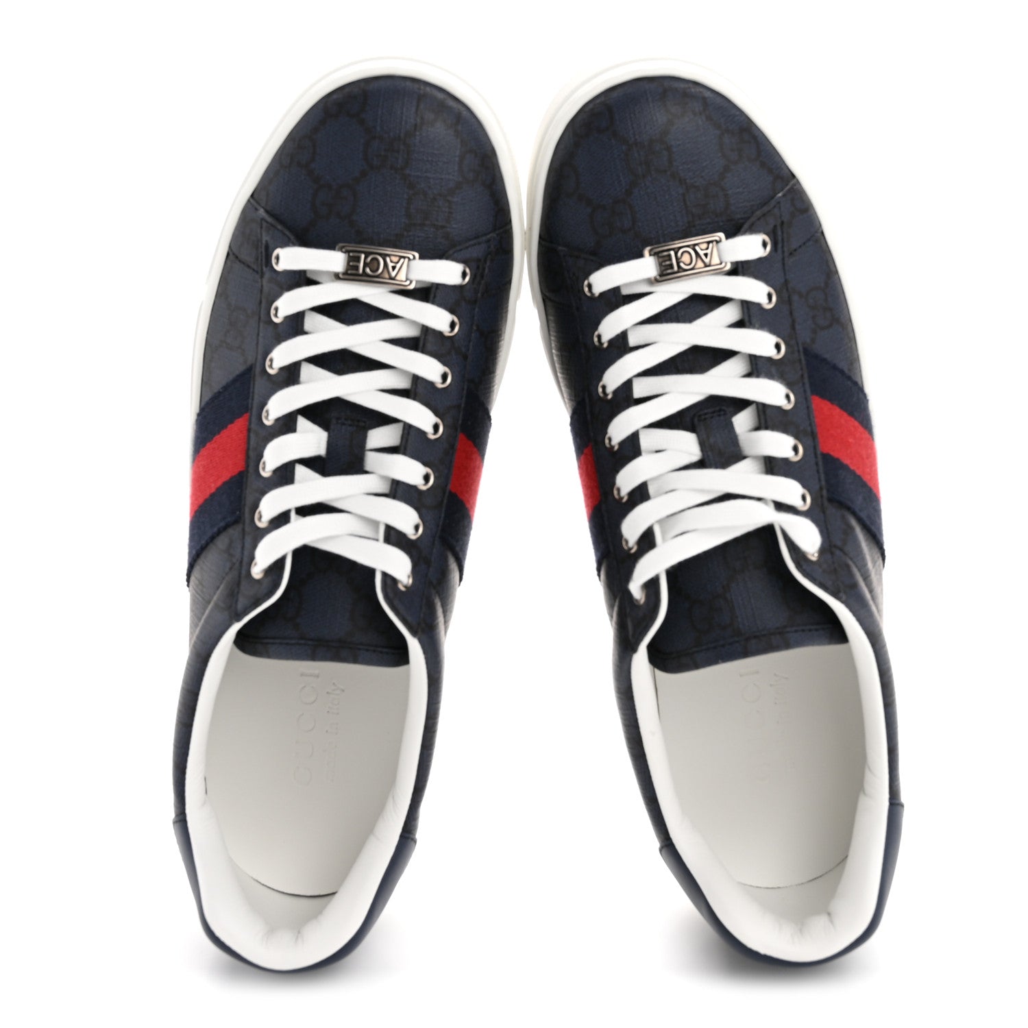 Gucci GG Supreme Monogram Web Mens New Ace Sneakers 8.5 Dark Blue 2 of 10