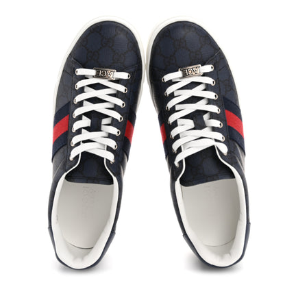 Gucci GG Supreme Monogram Web Mens New Ace Sneakers 8.5 Dark Blue 2 of 10