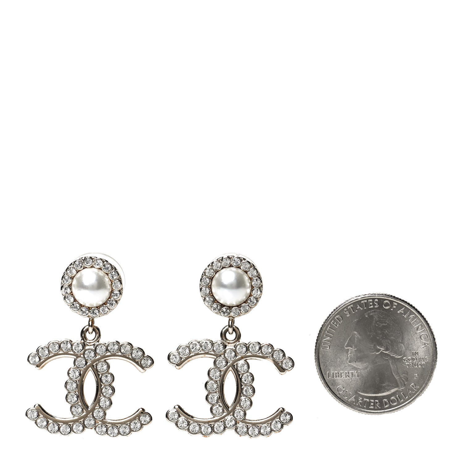 Chanel Crystal Pearl Bow-tiful CC Drop Earrings Gold 2 of 4