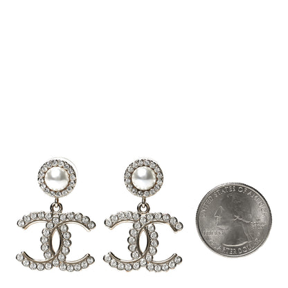 Chanel Crystal Pearl Bow-tiful CC Drop Earrings Gold 2 of 4
