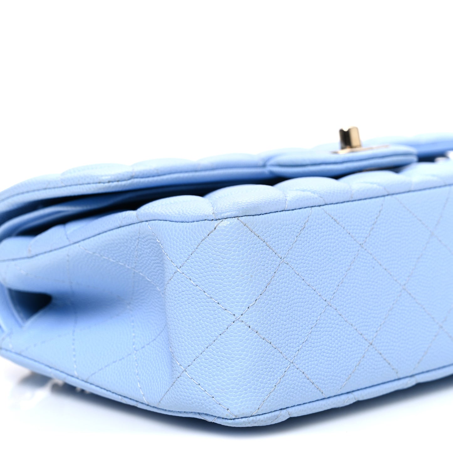 Caviar Quilted Small Double Flap Light Blue