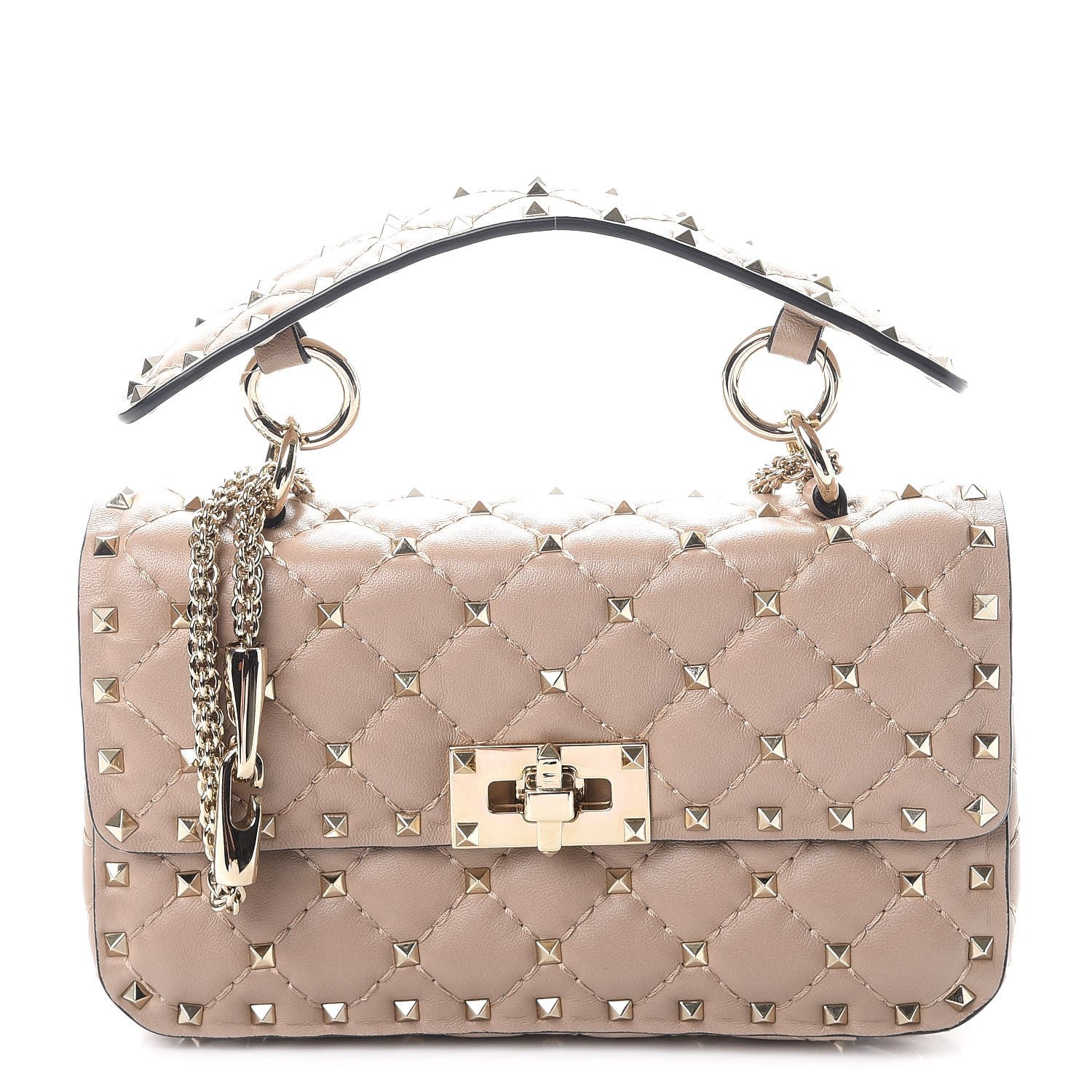 Valentino Garavani Nappa Small Rockstud Spike Shoulder Bag Poudre 1 of 8