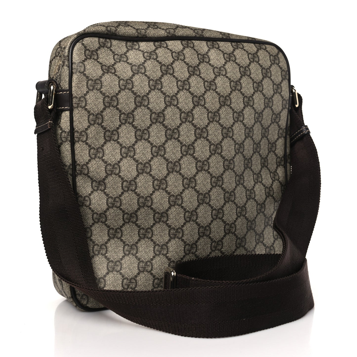 GG Plus Monogram Selleria Calfskin Medium Messenger Bag Beige Ebony Cocoa Dark Chocolate