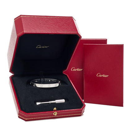 Cartier 18K White Gold 4 Diamond LOVE Bracelet 16 7 of 7