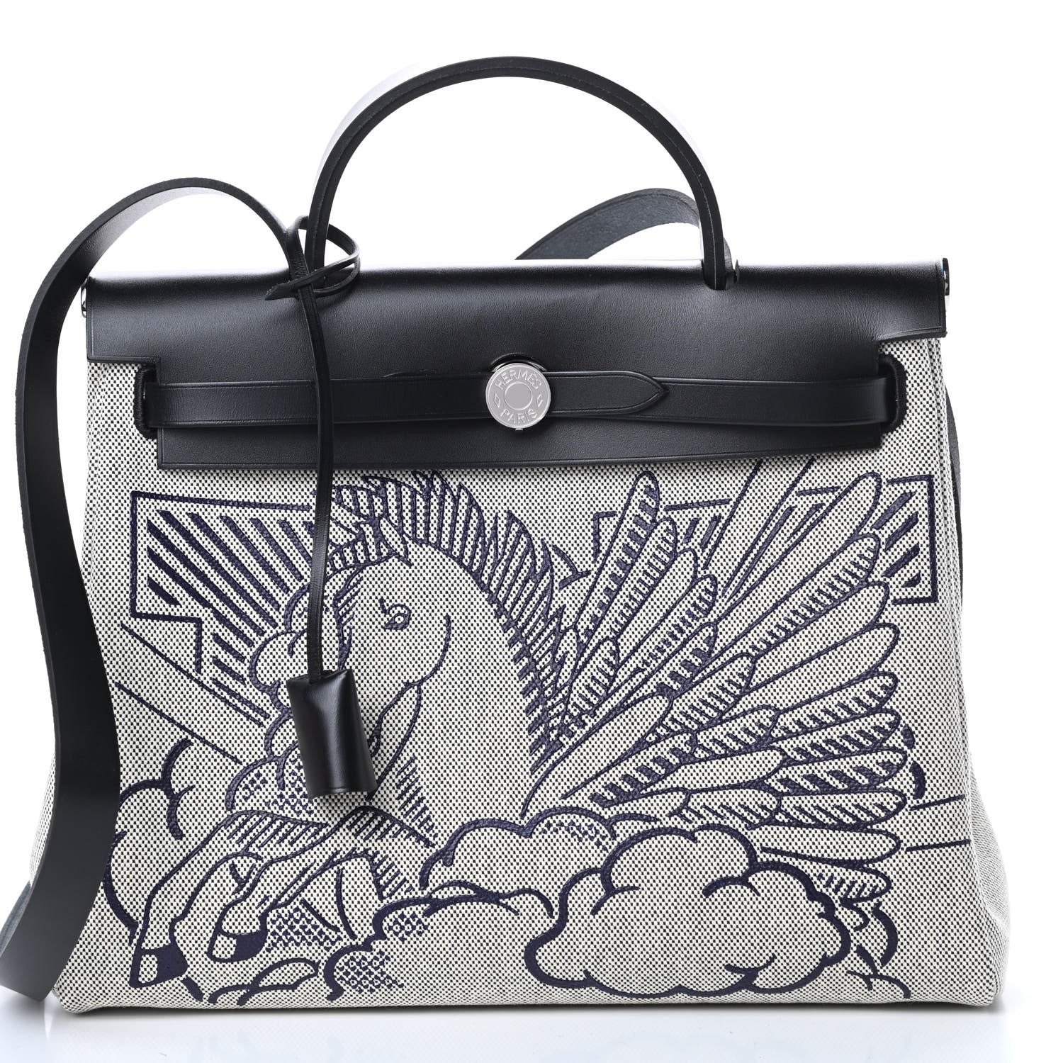Hermes Vache Hunter Toile Pegase Pop Herbag Zip Retourne 31 PM Bleu Indigo 9 of 12