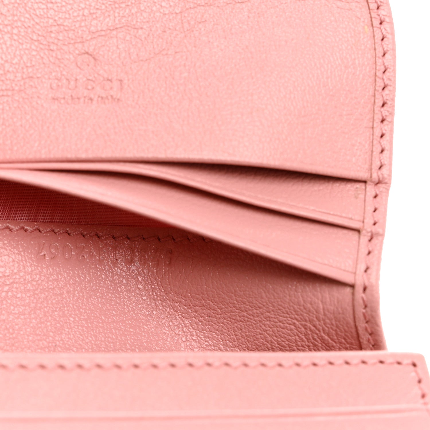 Gucci Azalea Calfskin Enamel Matelasse Diagonal Torchon GG Marmont Card Case New Cherry Red Wild Rose 7 of 7