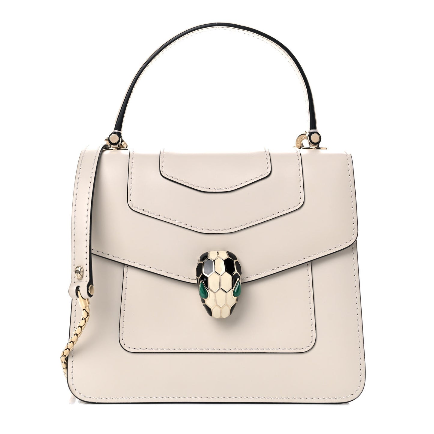 Calfskin Serpenti Forever Top Handle White