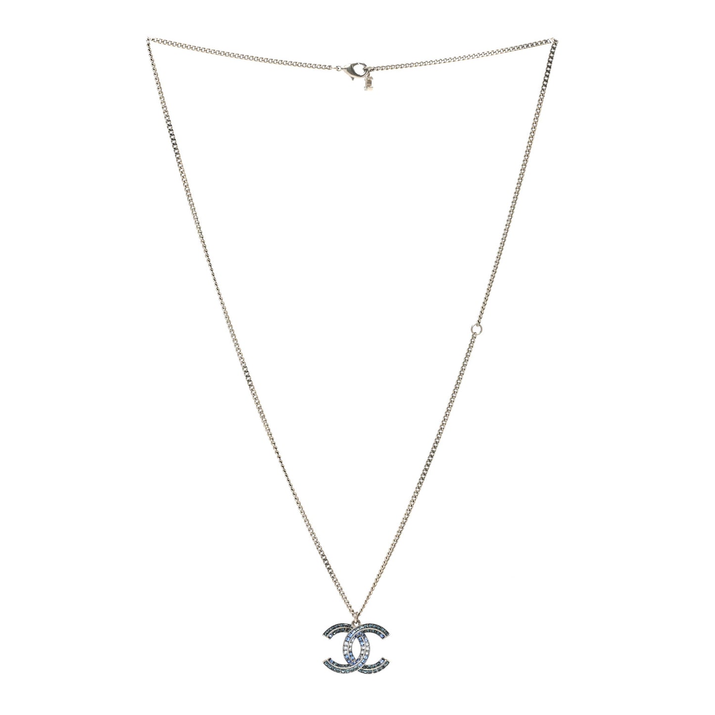Crystal Baguette CC Necklace Blue