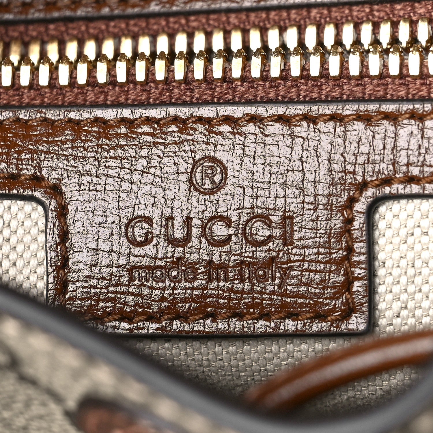 Gucci GG Supreme Monogram Azalea Calfskin Retro Interlocking G Buckle Backpack Beige Ebony Brown Sugar 6 of 9