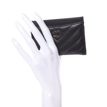 Chanel Lambskin Chevron Quilted Card Holder Black 2 of 10