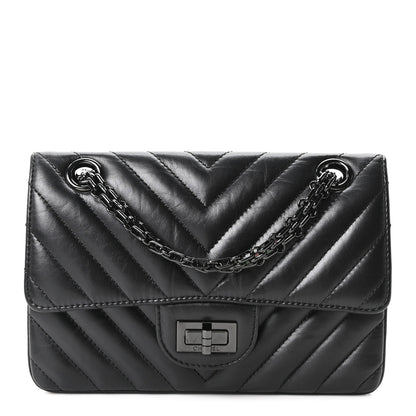 Chanel Aged Calfskin Chevron Quilted 2.55 Reissue Mini Flap So Black 1 of 11