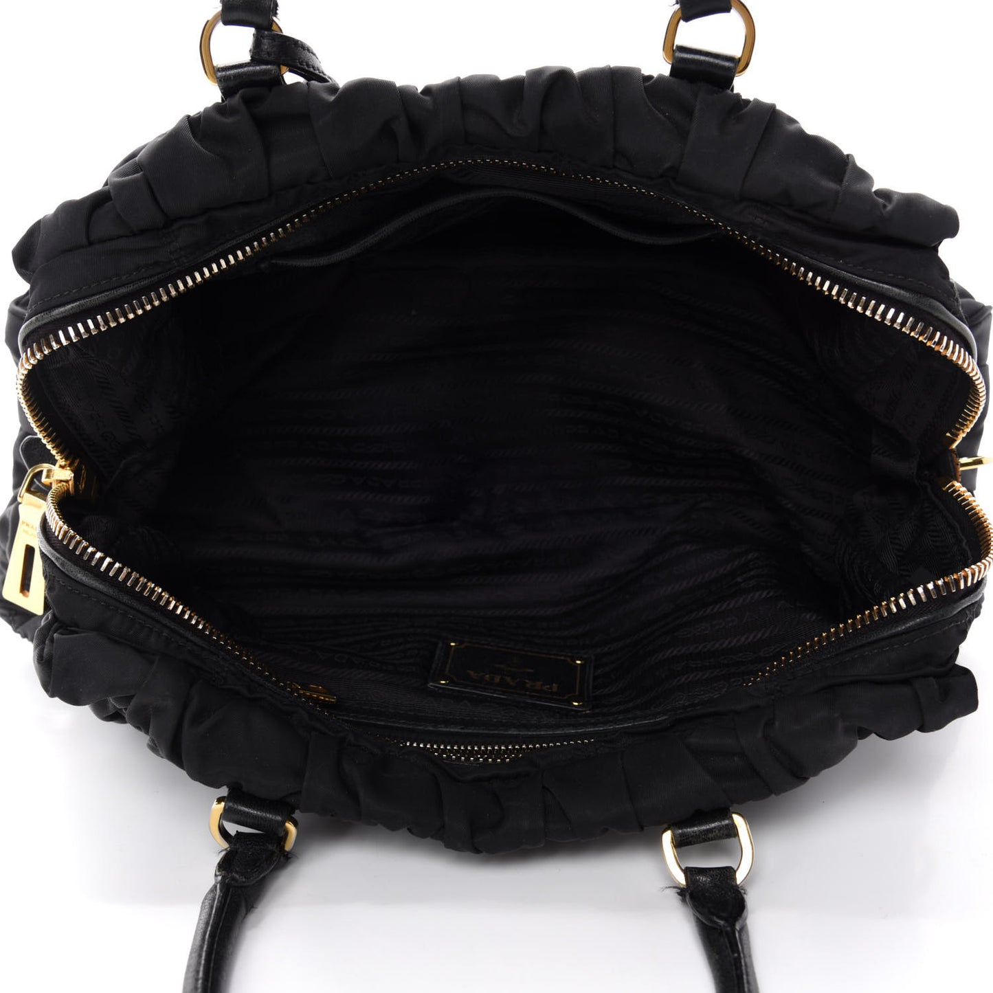 Tessuto Nylon Gaufre Shopping Satchel Black