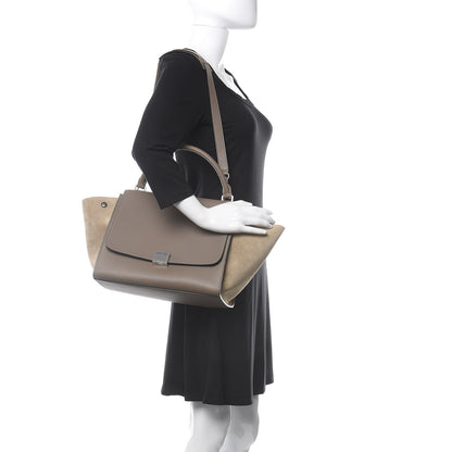 Celine Drummed Calfskin Suede Medium Trapeze Souris 2 of 9