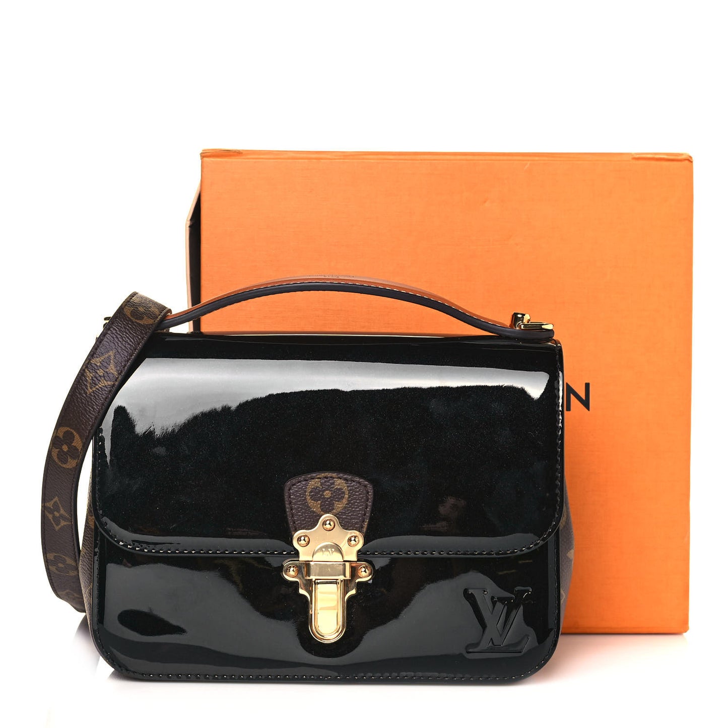 Patent Calfskin Monogram Cherrywood BB Black