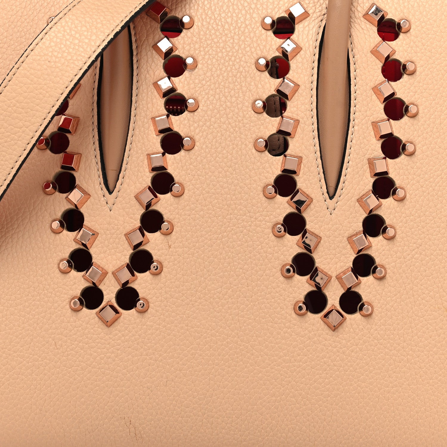 Christian Louboutin Calfskin Patent Studded Small Paloma Naturel Rose Gold 7 of 12