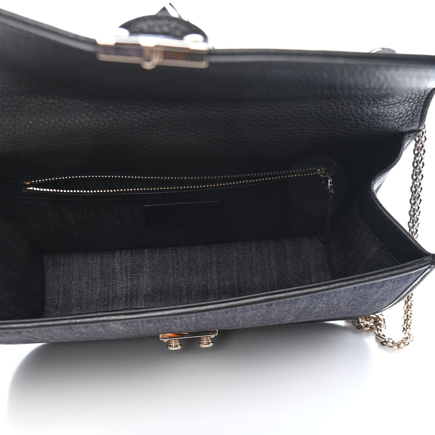 Denim Medium Glam Lock Rockstud Flap Deep Denim