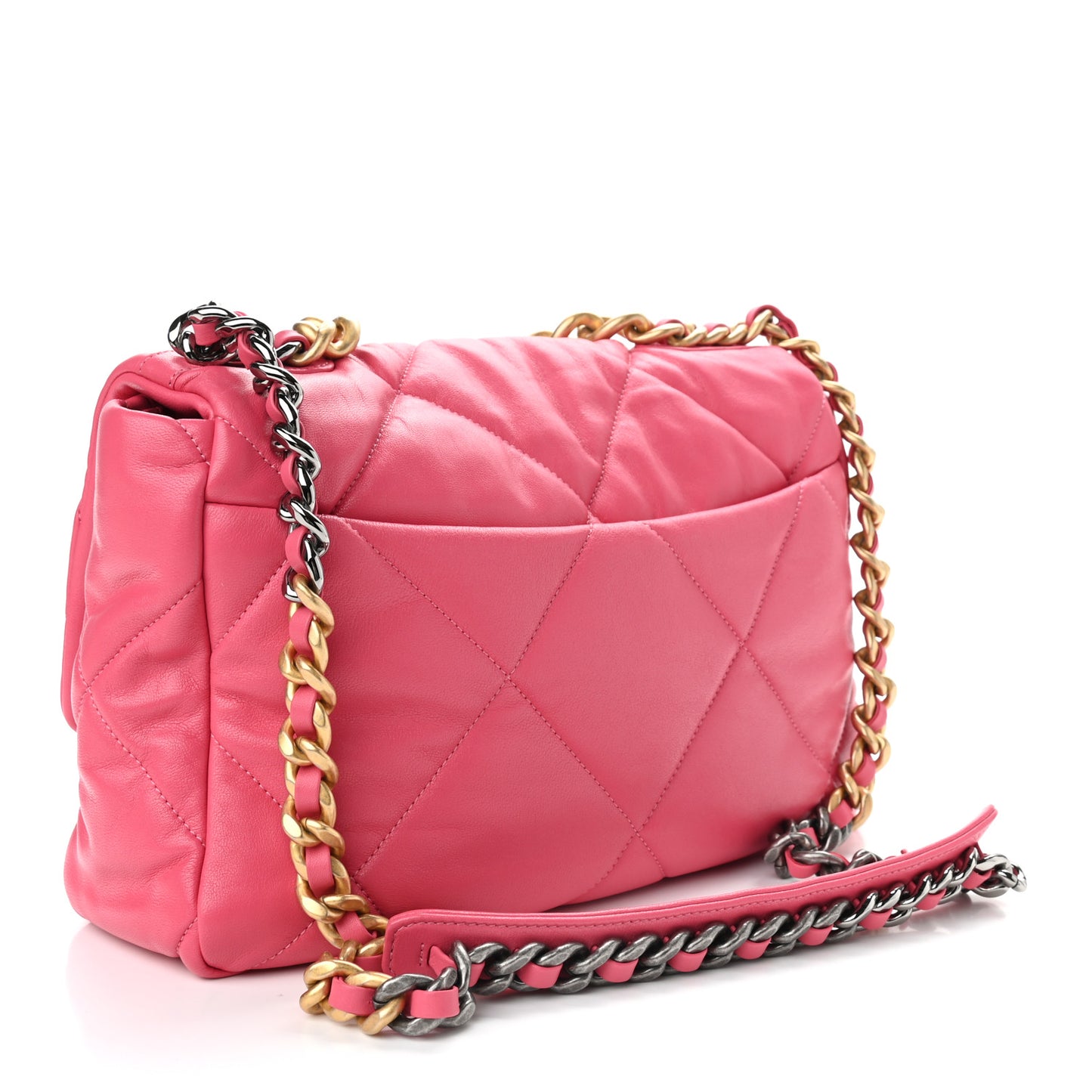 Goatskin Quilted Large Chanel 19 Flap Dark Pink