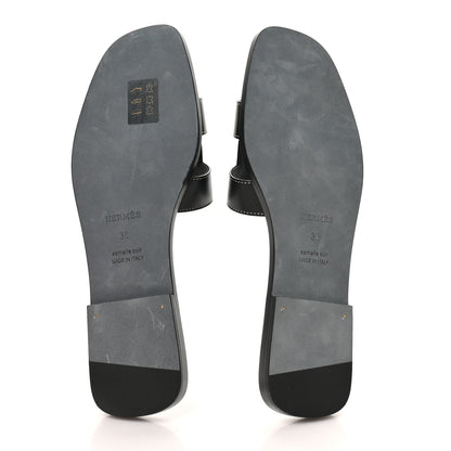 Hermes Box Calfskin Oran Sandals 38 Black 6 of 10