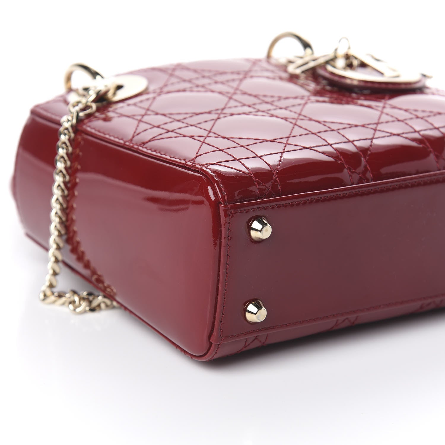 Christian Dior Patent Cannage Mini Lady Dior Red 7 of 8