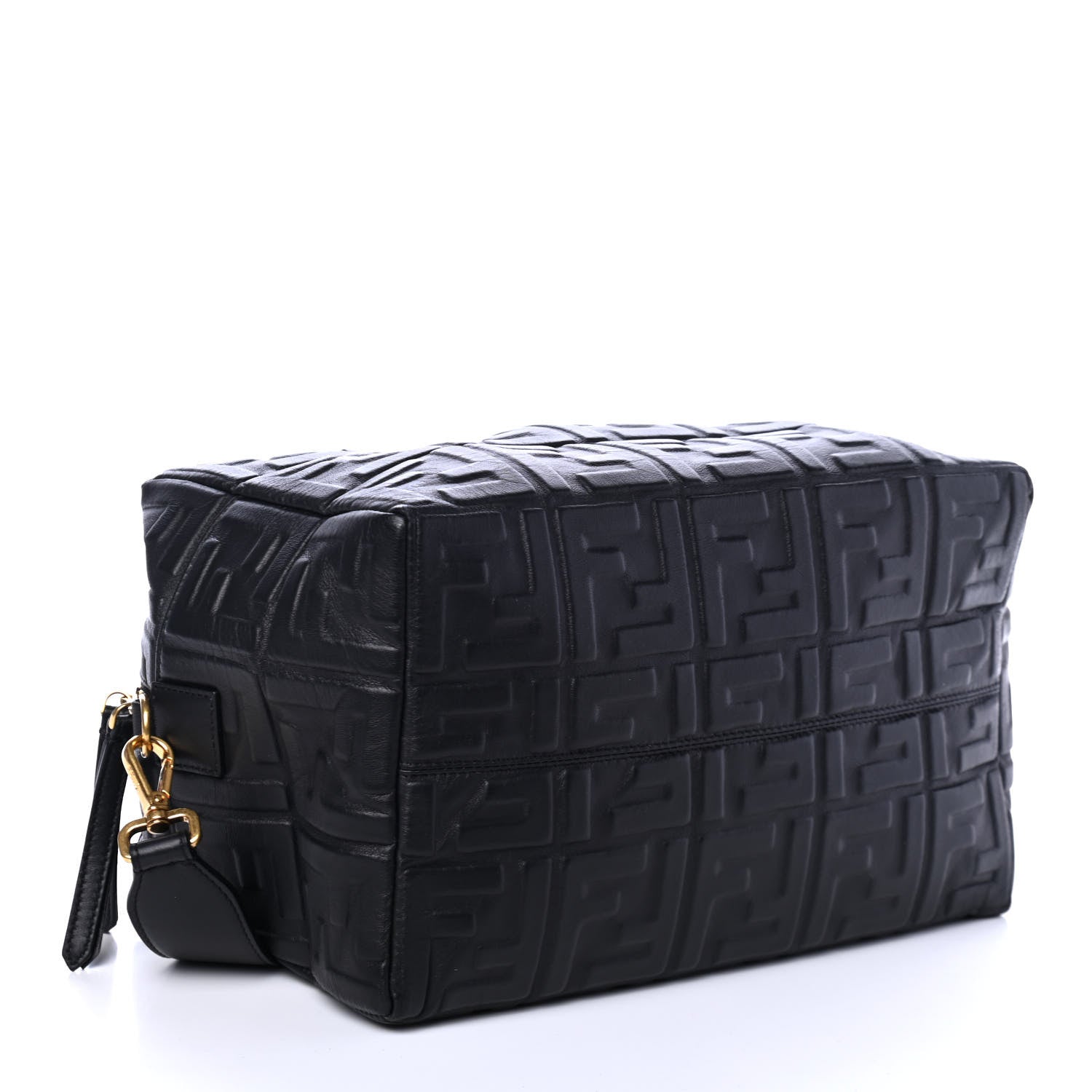 Fendi Nappa FF 1974 Embossed Small Boston Black 3 of 4