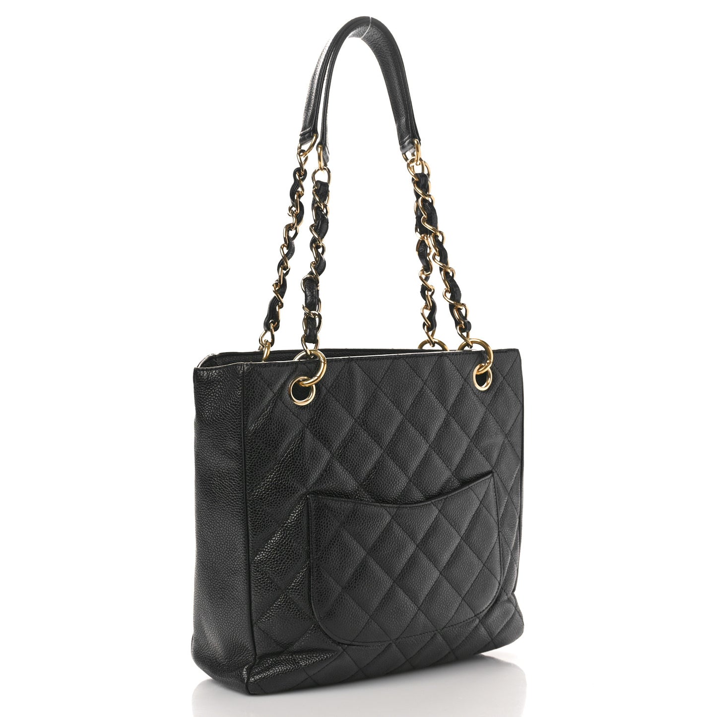 Caviar Quilted Petit Shopping Tote PST Black