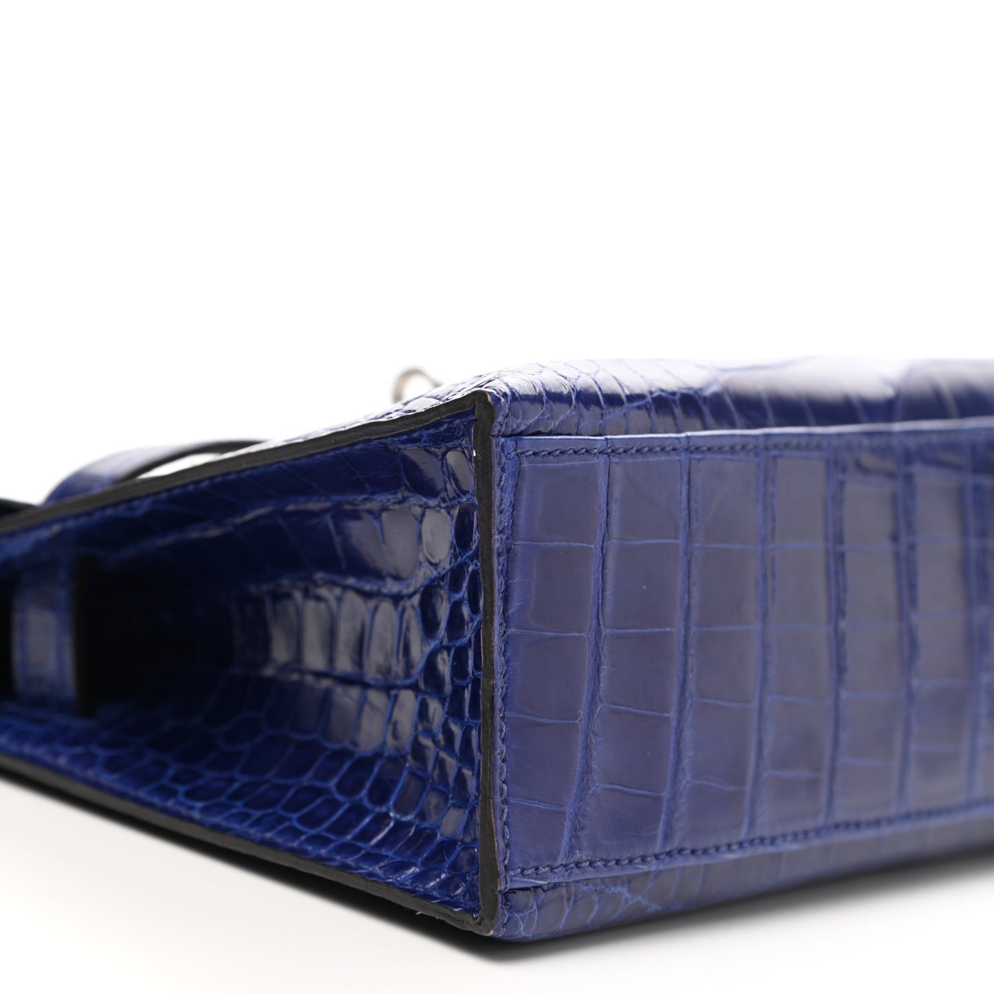 Shiny Alligator Kelly Pochette Bleu Electrique