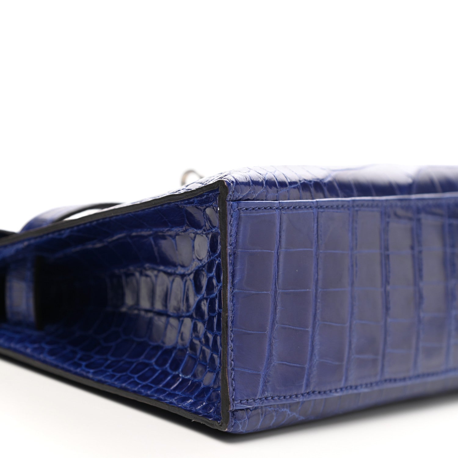 Hermes Shiny Alligator Kelly Pochette Bleu Electrique 7 of 16