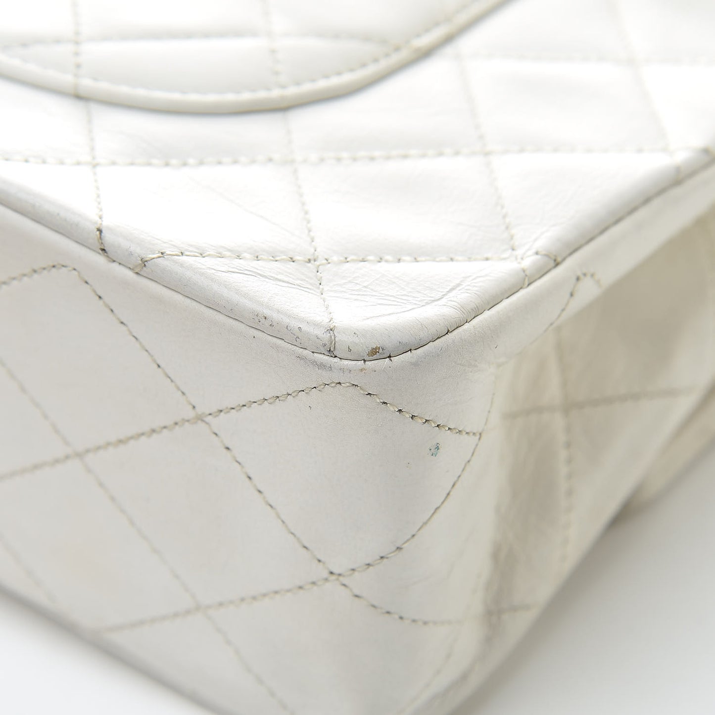 Lambskin Quilted Medium Double Flap White