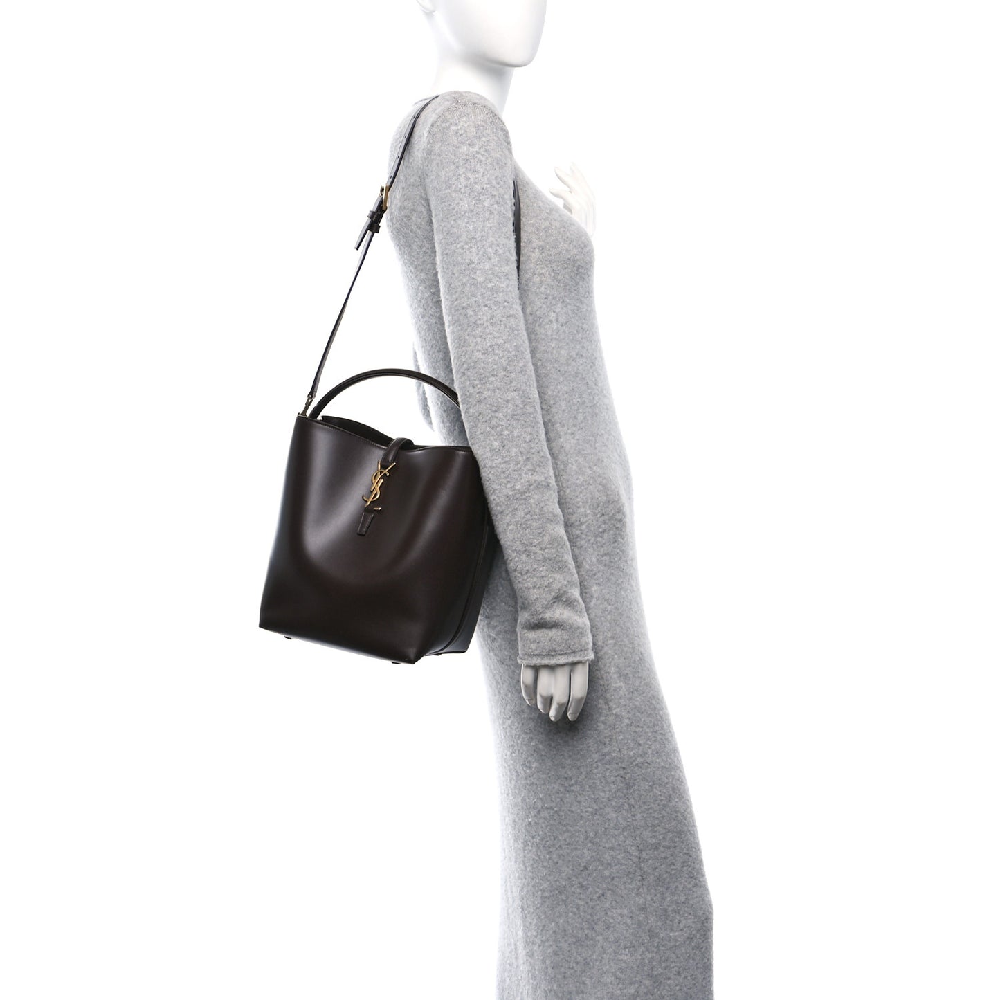 Shiny Calfskin Le 37 Bucket Bag Arabica