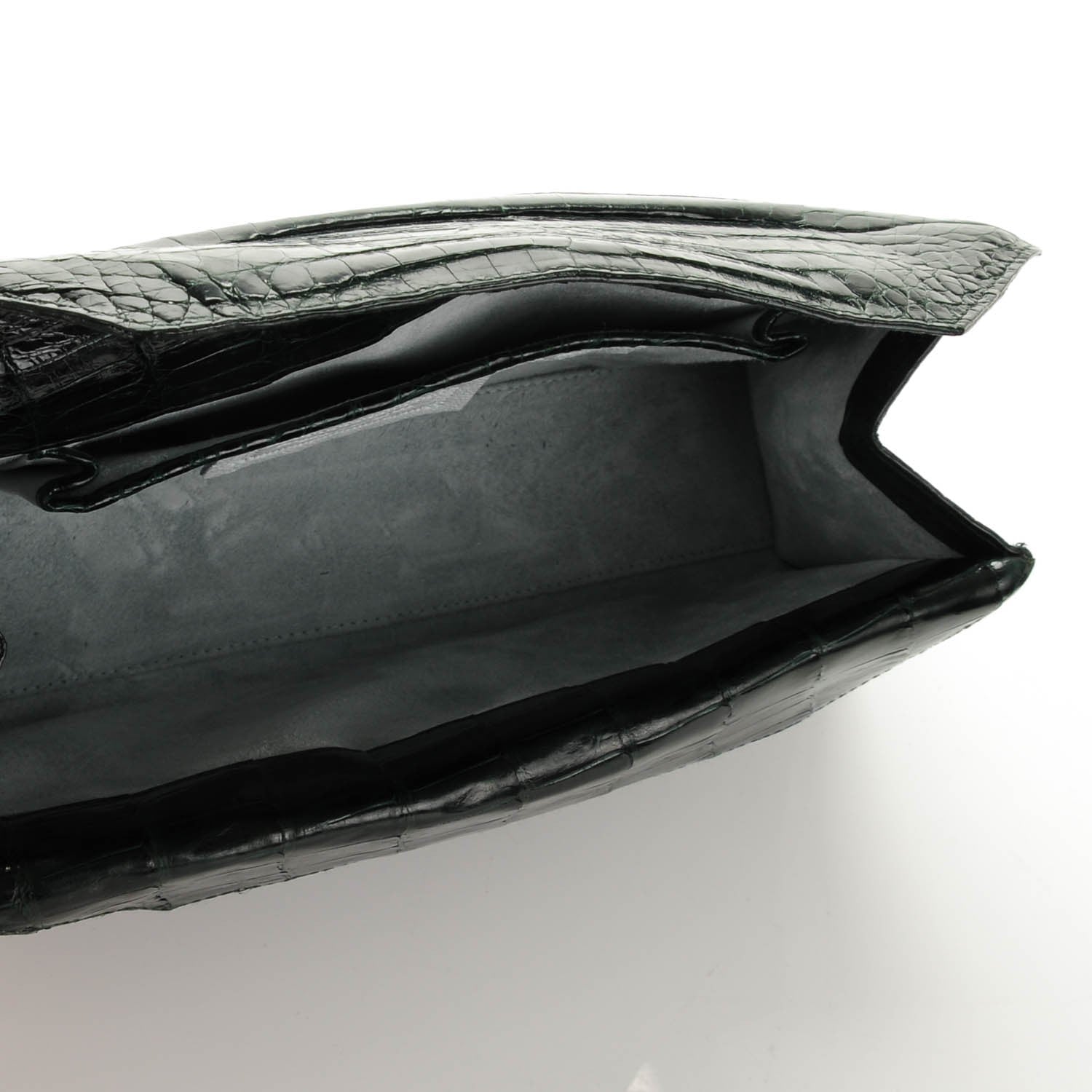 Nancy Gonzalez Crocodile Envelope Clutch Dark Green 5 of 7