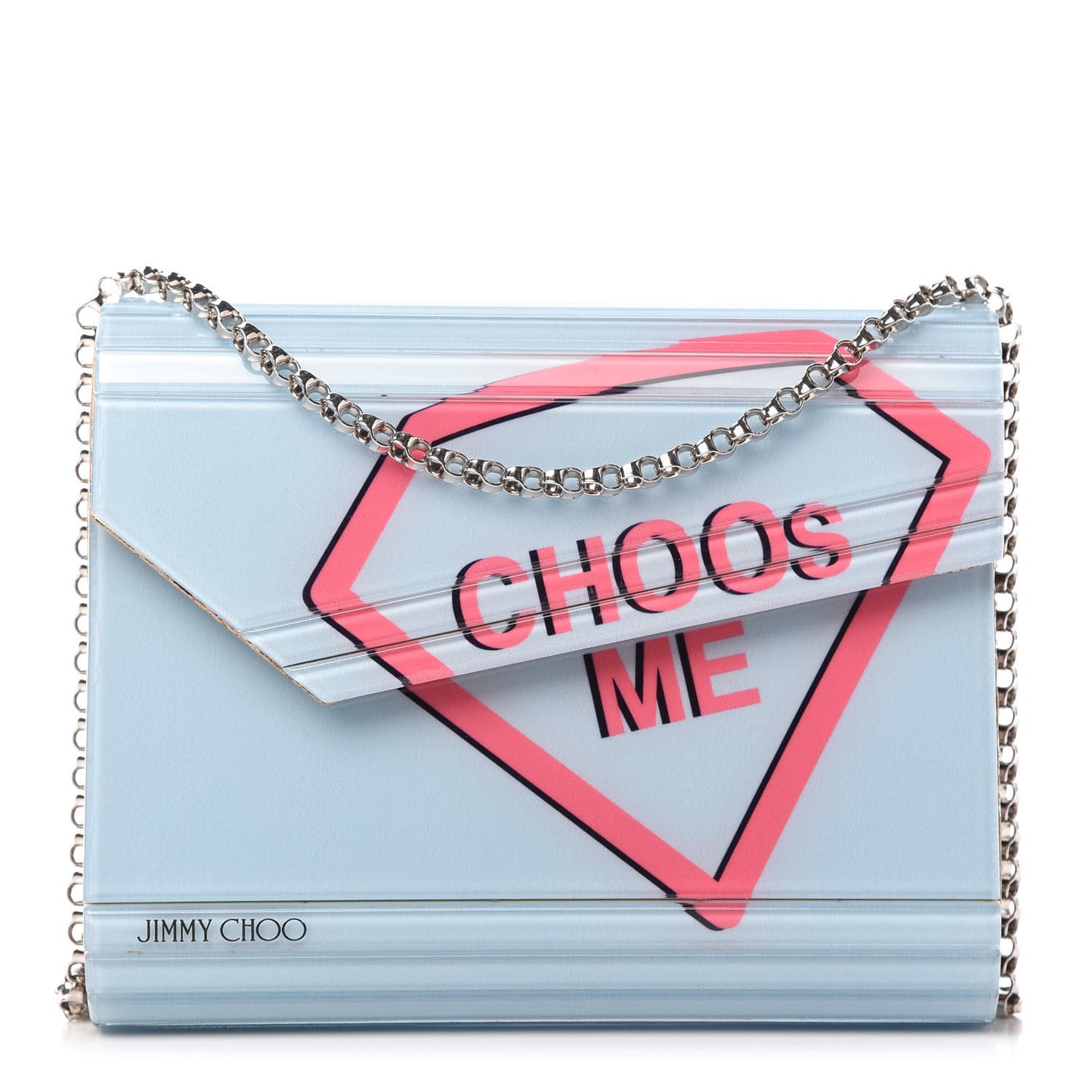 Acrylic Choos Me Candy Clutch Celeste