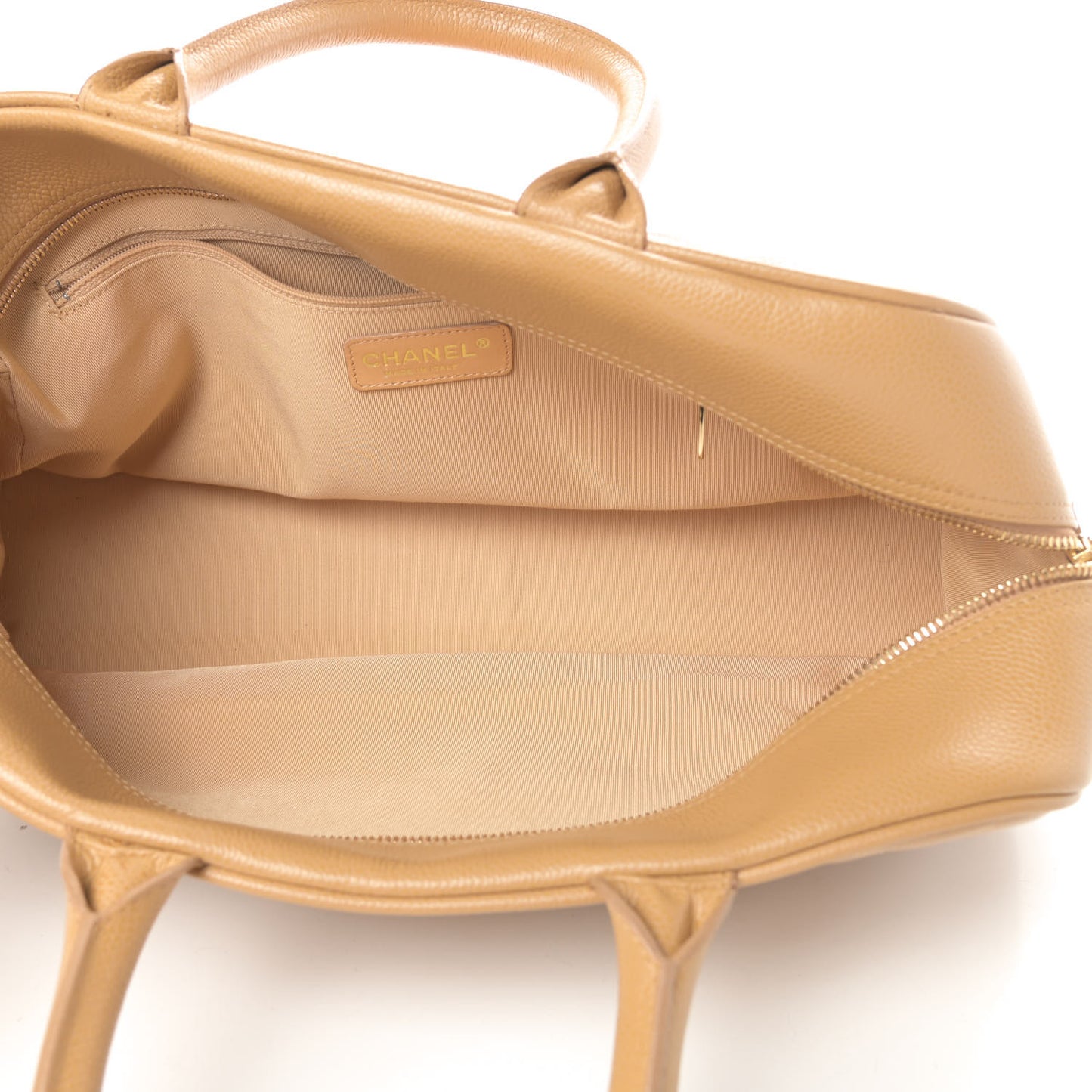 Caviar Quilted Large Bowler Bag Beige